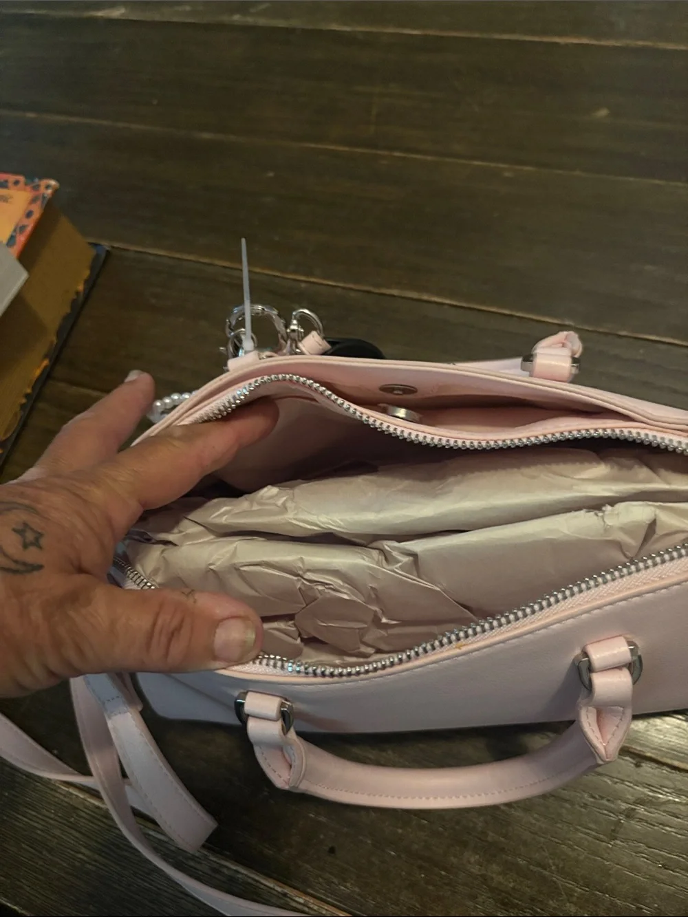 Steve Madden Pale Pink Satchel with Charm Accent